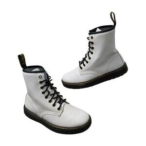 Dr. Martens Zavala Combat Boots Womens Size 7 White Leather
